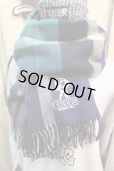 [LOU DOG] LOUDOG 刺繍チェックストール-Purple&Blue-