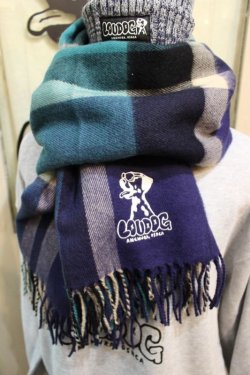 画像1: [LOU DOG] LOUDOG 刺繍チェックストール-Purple&Blue-