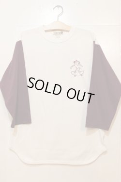 画像1: [LOU DOG] LOU DOG skate est.2011 Baseball ラグランTee -White/Wine-  