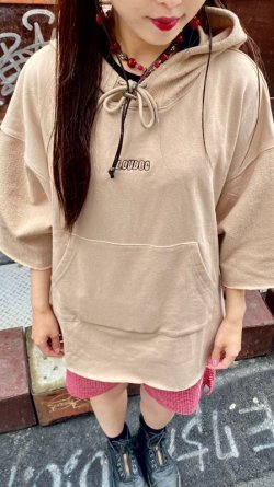 画像7: [LOU DOG] LOU DOG半袖スウェットパーカー-Gray- ※ワンサイズ