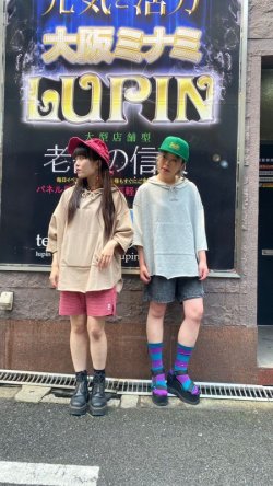 画像5: [LOU DOG] LOU DOG半袖スウェットパーカー-Beige-　※ワンサイズ