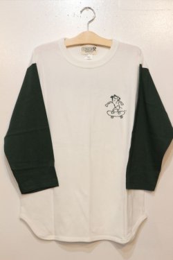 画像1: [LOU DOG] LOU DOG skate est.2011 Baseball ラグランTee -White/Green-  