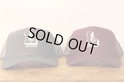 画像1: [LOU DOG] L rogo Mesh CAP  -Charcoal/Burgundy-