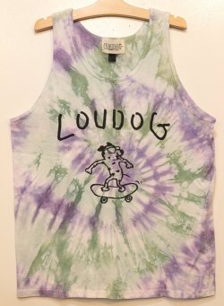 画像1: [LOU DOG] LOUDOG skateタイダイタンクトップ -ホワイト/パープルグリーン-※Lサイズ