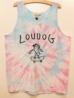 画像1: [LOU DOG] LOUDOG skateタイダイタンクトップ -ホワイト/ライトブルーピンク- ※Lサイズ