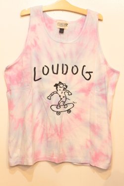 画像1: [LOU DOG] LOUDOG skateタイダイタンクトップ -ホワイト/ピンクブルー- ※XLサイズ