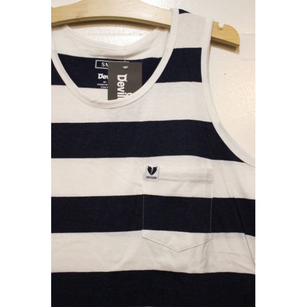 画像2: ☆SALE３０％OFF[Deviluse] Deviluse Border Tank Top -White/Navy-　※XLサイズ (2)