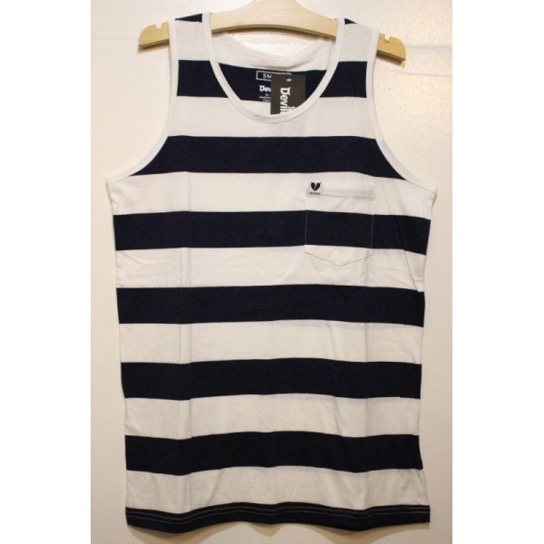 画像1: ☆SALE３０％OFF[Deviluse] Deviluse Border Tank Top -White/Navy-　※XLサイズ (1)