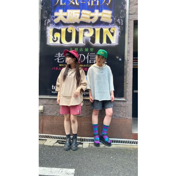 画像5: [LOU DOG] LOU DOG半袖スウェットパーカー-Beige-　※ワンサイズ (5)