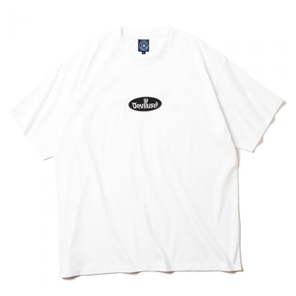 画像1: [DEVILUSE] Oval Logo Big T-shirts-White- (1)