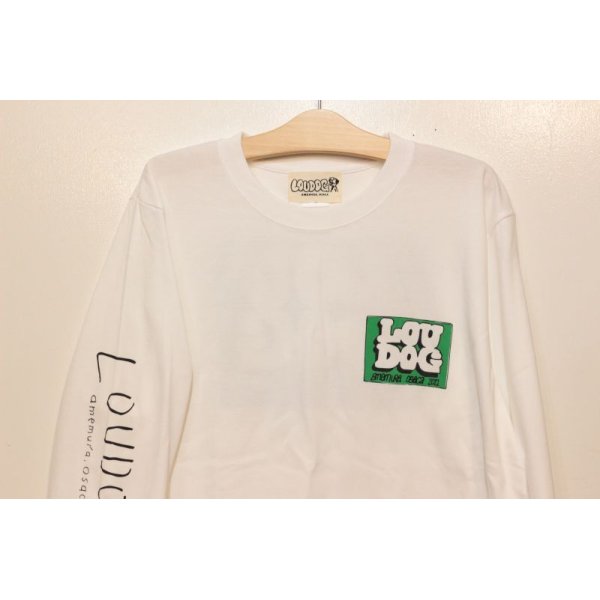 画像2: [LOU DOG] LOUDOG New Logo L/S Tee -White/Green- (2)
