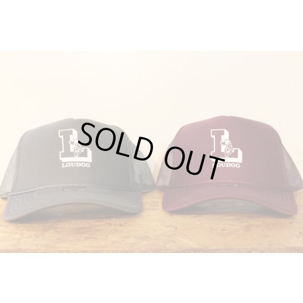 画像1: [LOU DOG] L rogo Mesh CAP  -Charcoal/Burgundy- (1)