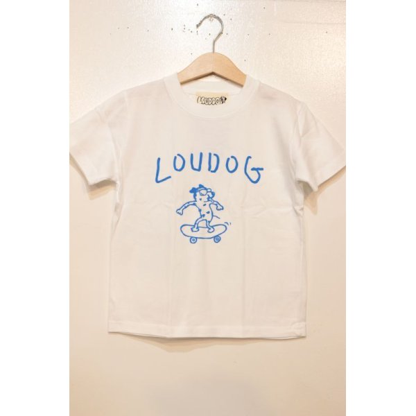 画像1: [LOU DOG] LOU DOG skate KIDS Tee(100cm/110cm/120cm/130cm) -ホワイト/ブルー- (1)