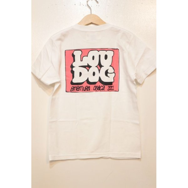 画像1: [LOU DOG] LOU DOG 四角ロゴ KIDS Tee(100cm/110cm/120cm/130cm/140cm/150cm) -ホワイト/ピンク- (1)