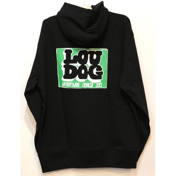 画像2: [LOU DOG] LOU DOG ロゴ プルパーカ -Black- (2)