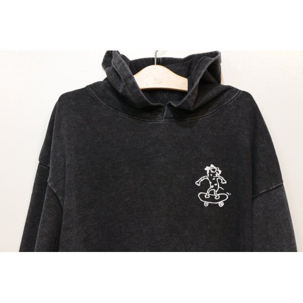 画像2: [LOU DOG] LOUDOG skateプルパーカ L/S -ダメージブラック- (2)