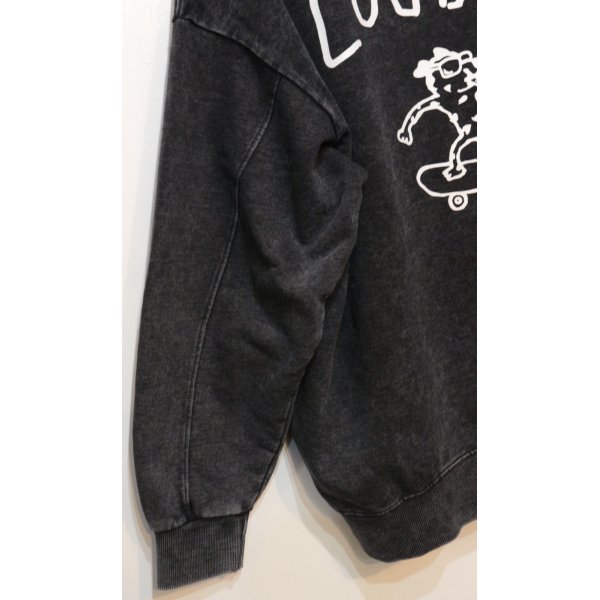 画像4: [LOU DOG] LOUDOG skateプルパーカ L/S -ダメージブラック- (4)