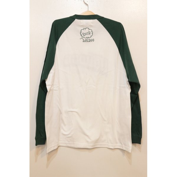 画像2:  [LOU DOG] LOUDOG ラグランロンT -White/Green- (2)
