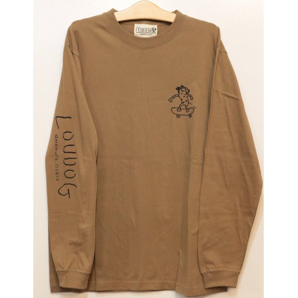 画像1: [LOU DOG] LOUDOG skate　ロングスリーブ -ダークキャメル- (1)