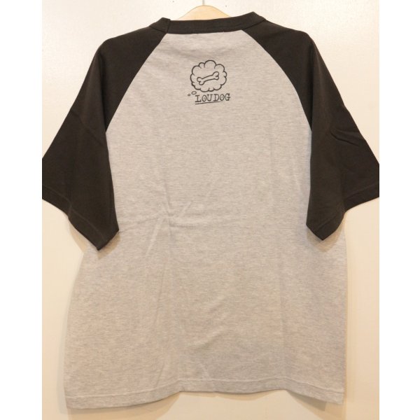 画像2: [LOU DOG] LOU DOG ラグランTee -アッシュ/スミ-  (2)