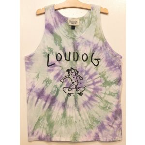 画像: [LOU DOG] LOUDOG skateタイダイタンクトップ -ホワイト/パープルグリーン-※Lサイズ
