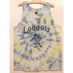 画像: [LOU DOG] LOUDOG skateタイダイタンクトップ -ホワイト/ネイビーイエロー-※Lサイズ