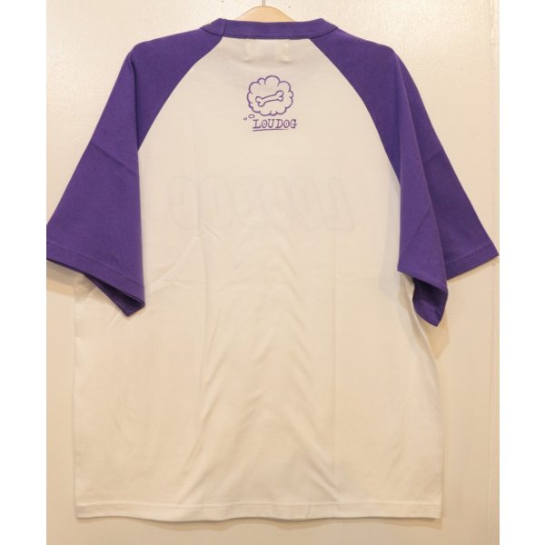画像2: [LOU DOG] LOU DOG ラグランTee -ホワイト/パープル-  (2)