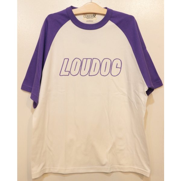 画像1: [LOU DOG] LOU DOG ラグランTee -ホワイト/パープル-  (1)