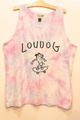 画像: [LOU DOG] LOUDOG skateタイダイタンクトップ -ホワイト/ピンクブルー- ※XLサイズ