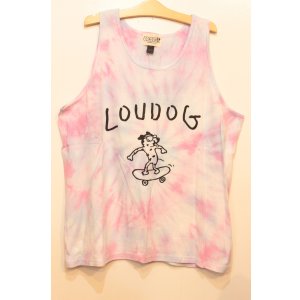 画像: [LOU DOG] LOUDOG skateタイダイタンクトップ -ホワイト/ピンクブルー- ※XLサイズ
