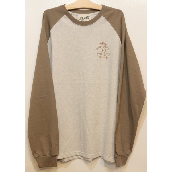画像1: [LOU DOG] LOUDOG skateラグランロングT -Ash/Sand Khaki- (1)