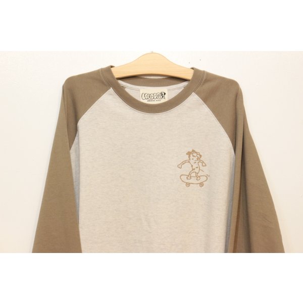 画像2: [LOU DOG] LOUDOG skateラグランロングT -Ash/Sand Khaki- (2)