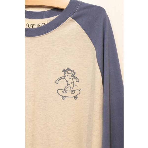 画像2: [LOU DOG] LOUDOG skateラグランロングT-Ash/Blue- (2)