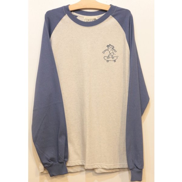 画像1: [LOU DOG] LOUDOG skateラグランロングT-Ash/Blue- (1)