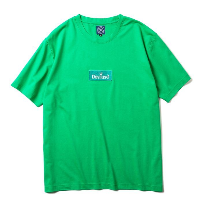 画像1: [DEVILUSE] Box Logo T-shirts-Green- (1)