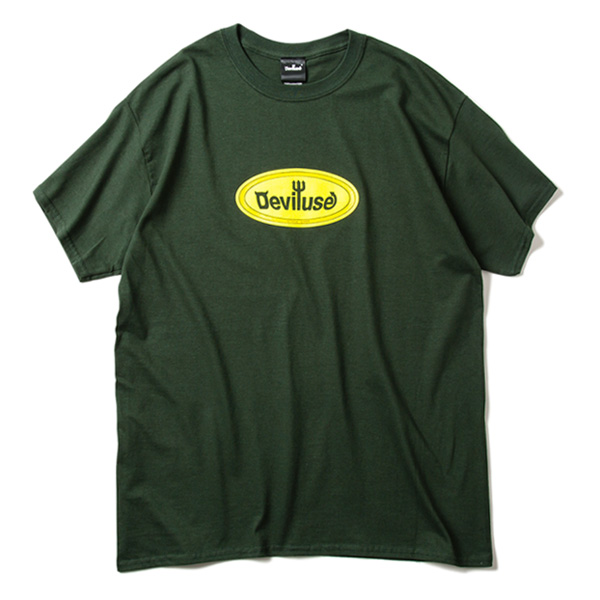 画像1: [DEVILUSE] Oval Logo T-shirts-Green- (1)
